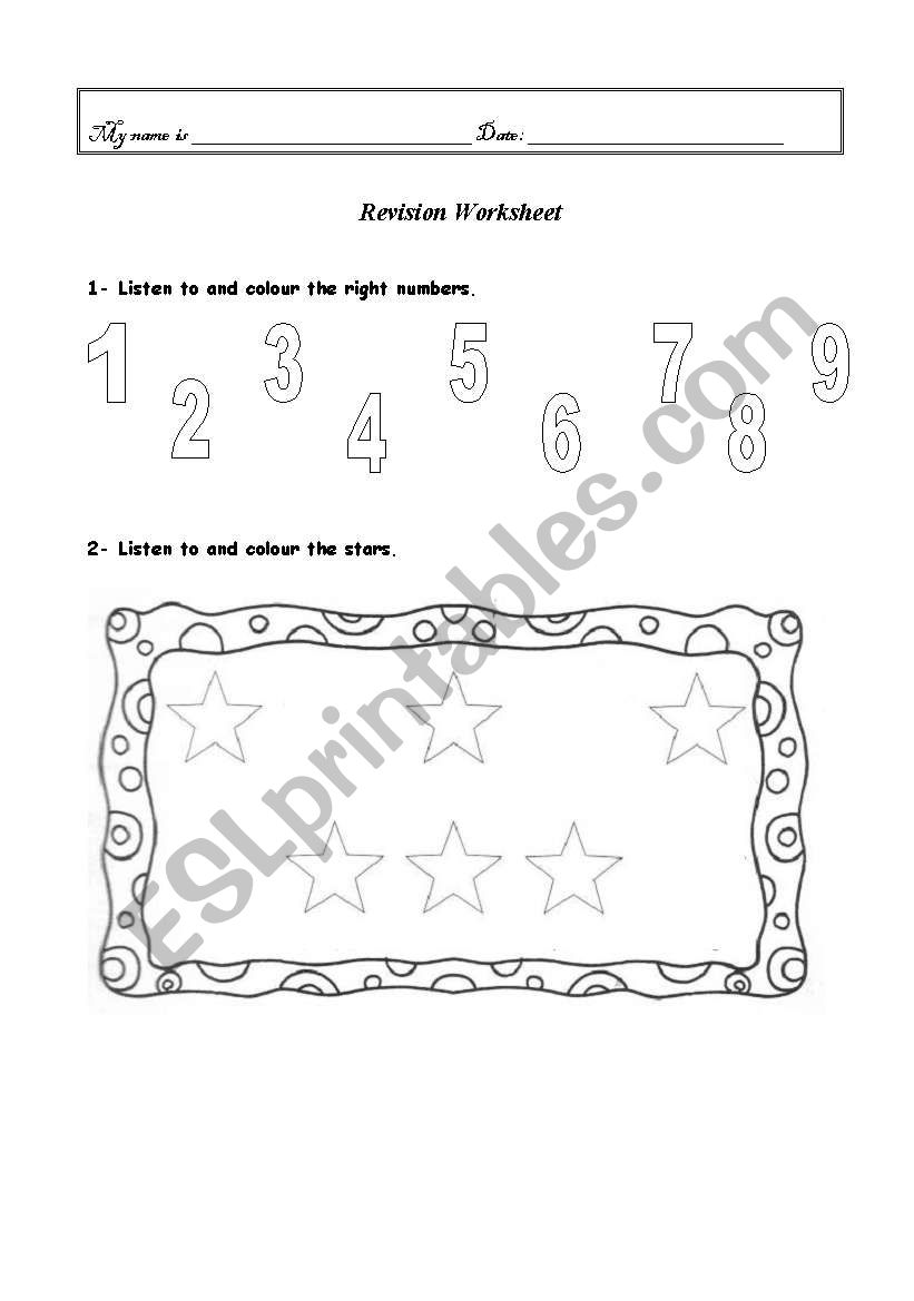 Revision worksheet - 1st / 2nd Grade (2 pages)