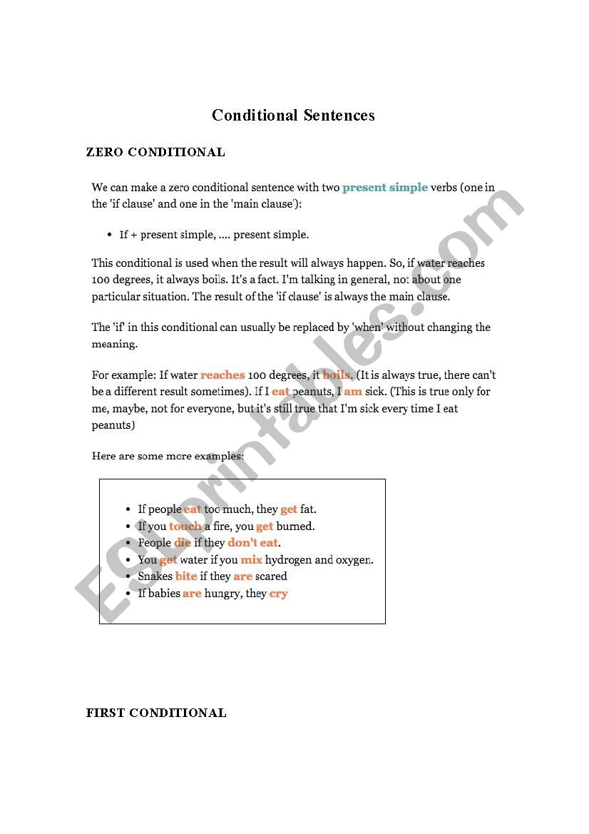 Conditional Sentences worksheet
