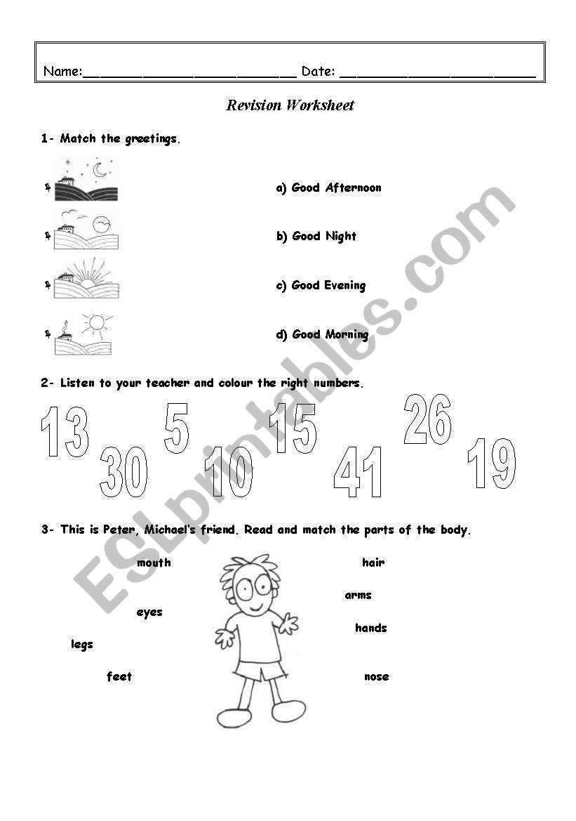 Revision worksheet - 3rd / 4th Grade (4 pages)