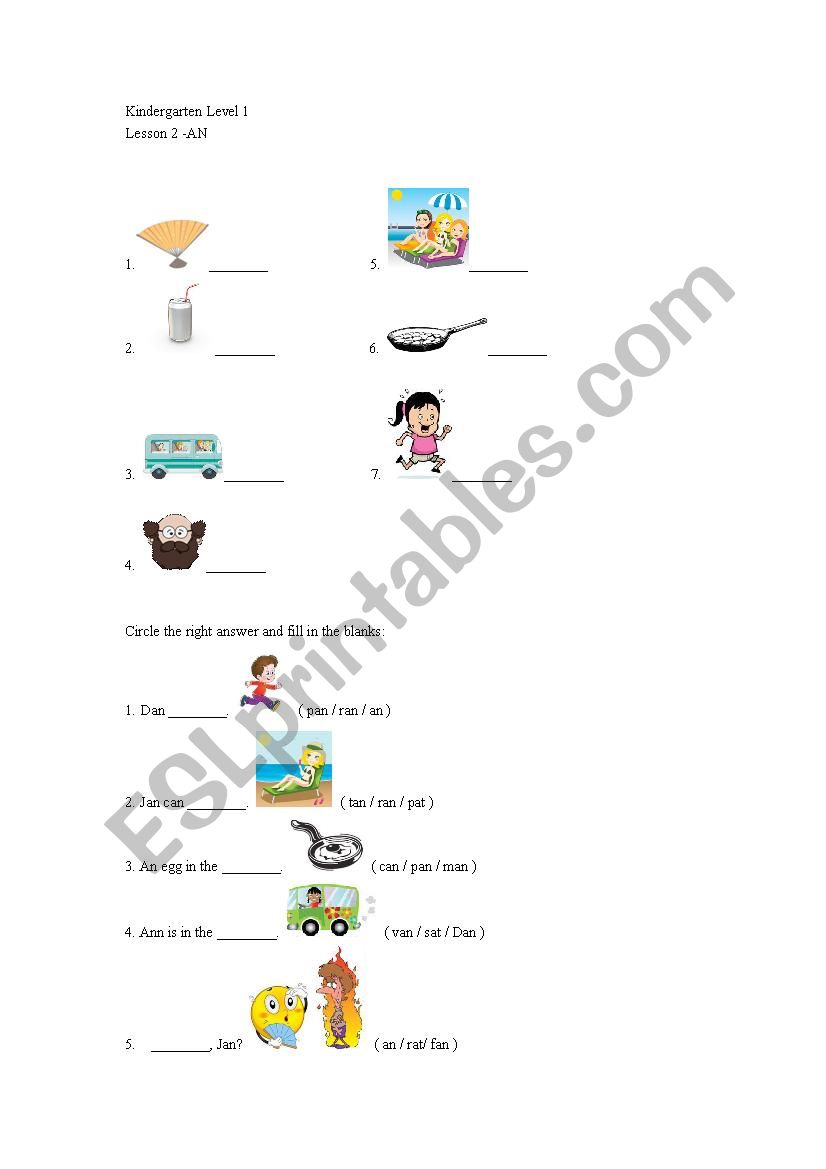 - AN Phonic worksheet worksheet