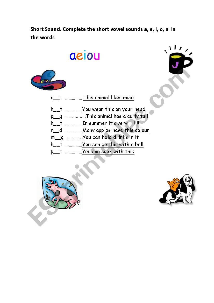 Vowel sounds worksheet