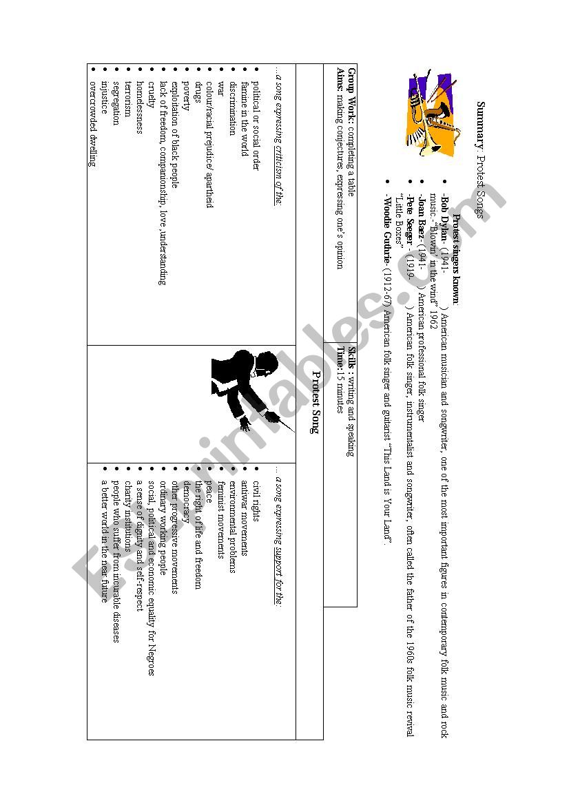 Protest song worksheet