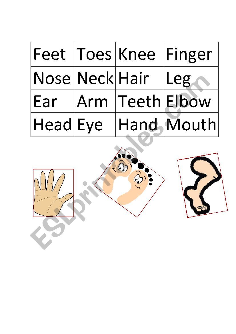 Body parts-cu and paste worksheet