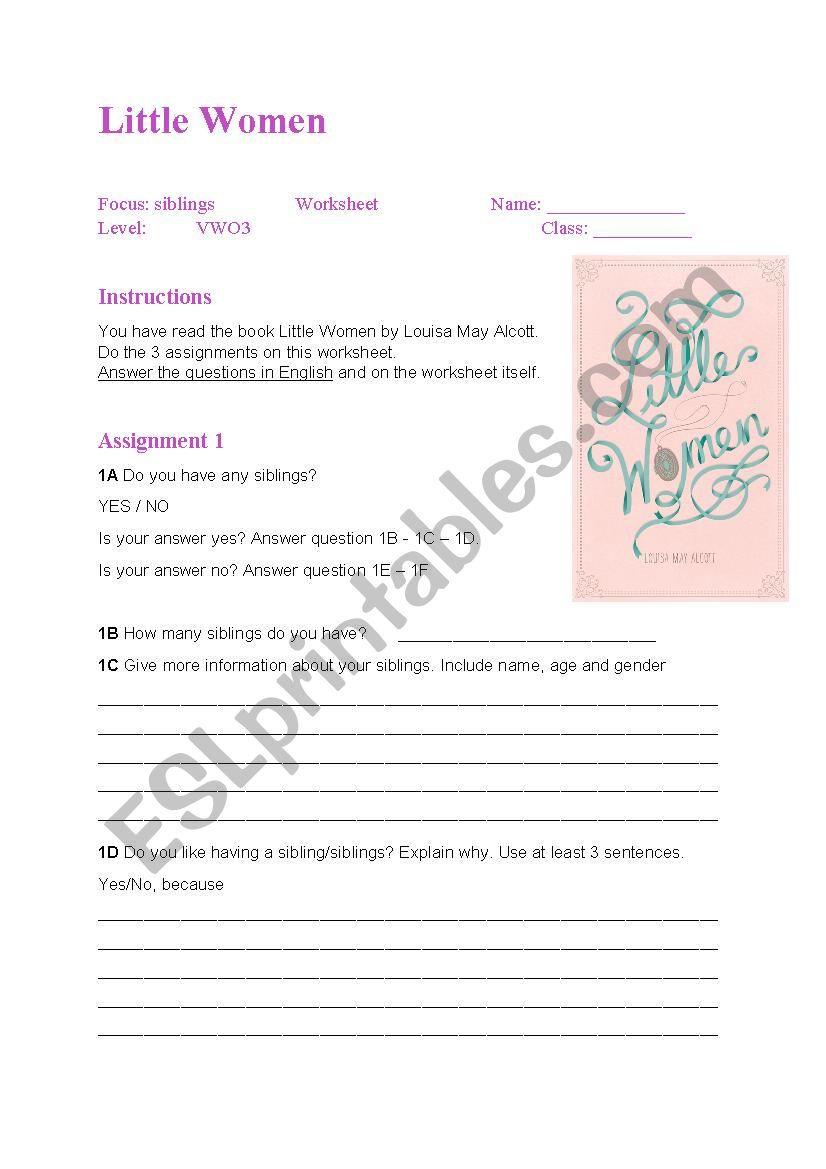 Worksheet Little Women worksheet