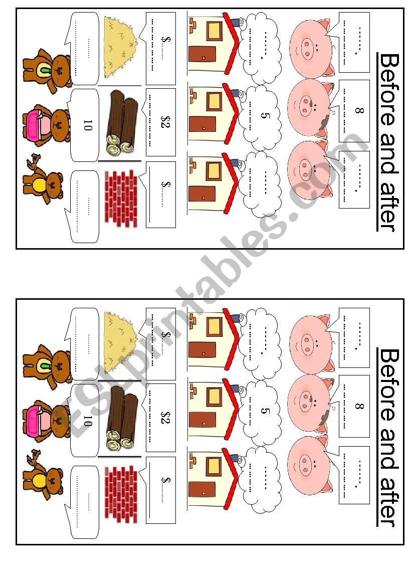 Before and After worksheet Before and After worksheet
