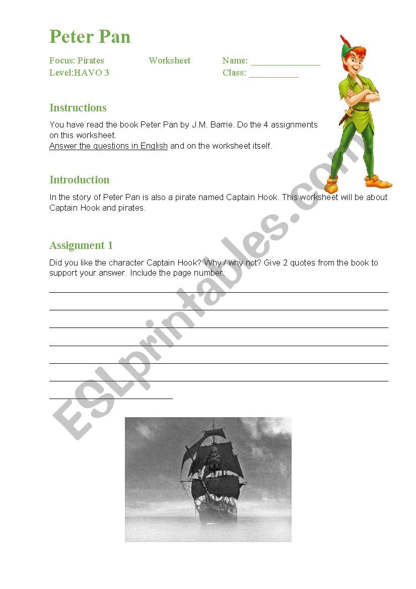 Worksheet Peter Pan  worksheet