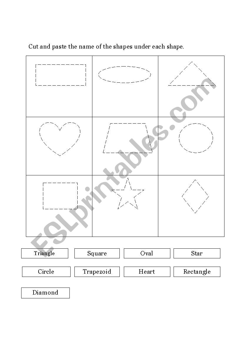 Shapes (Cut and Paste) worksheet