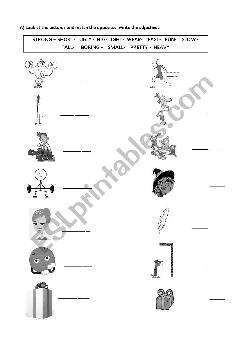 opposite adjectives worksheet