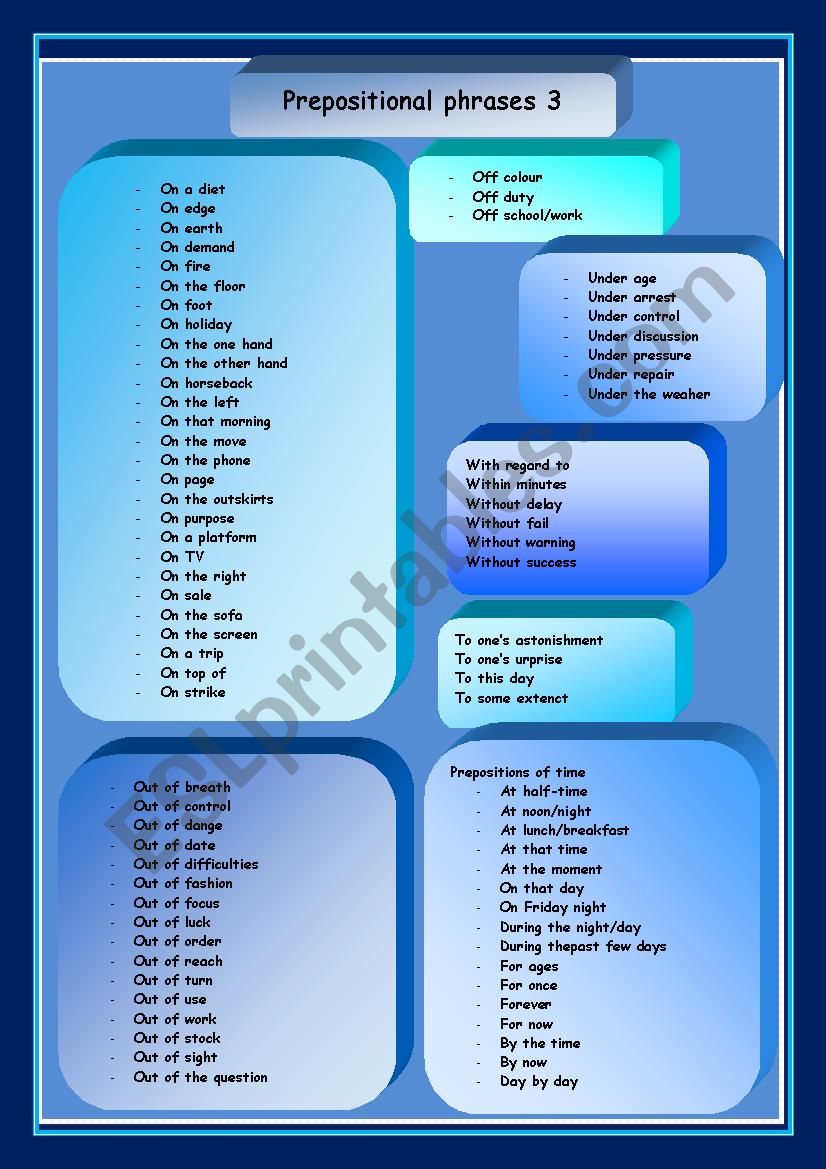 Prepositional phrases 3 worksheet