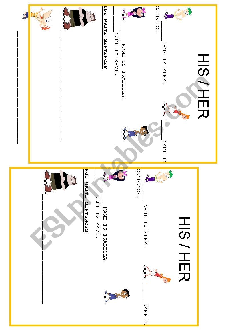Let´s work with HIS and HER! - ESL worksheet by pato martinez