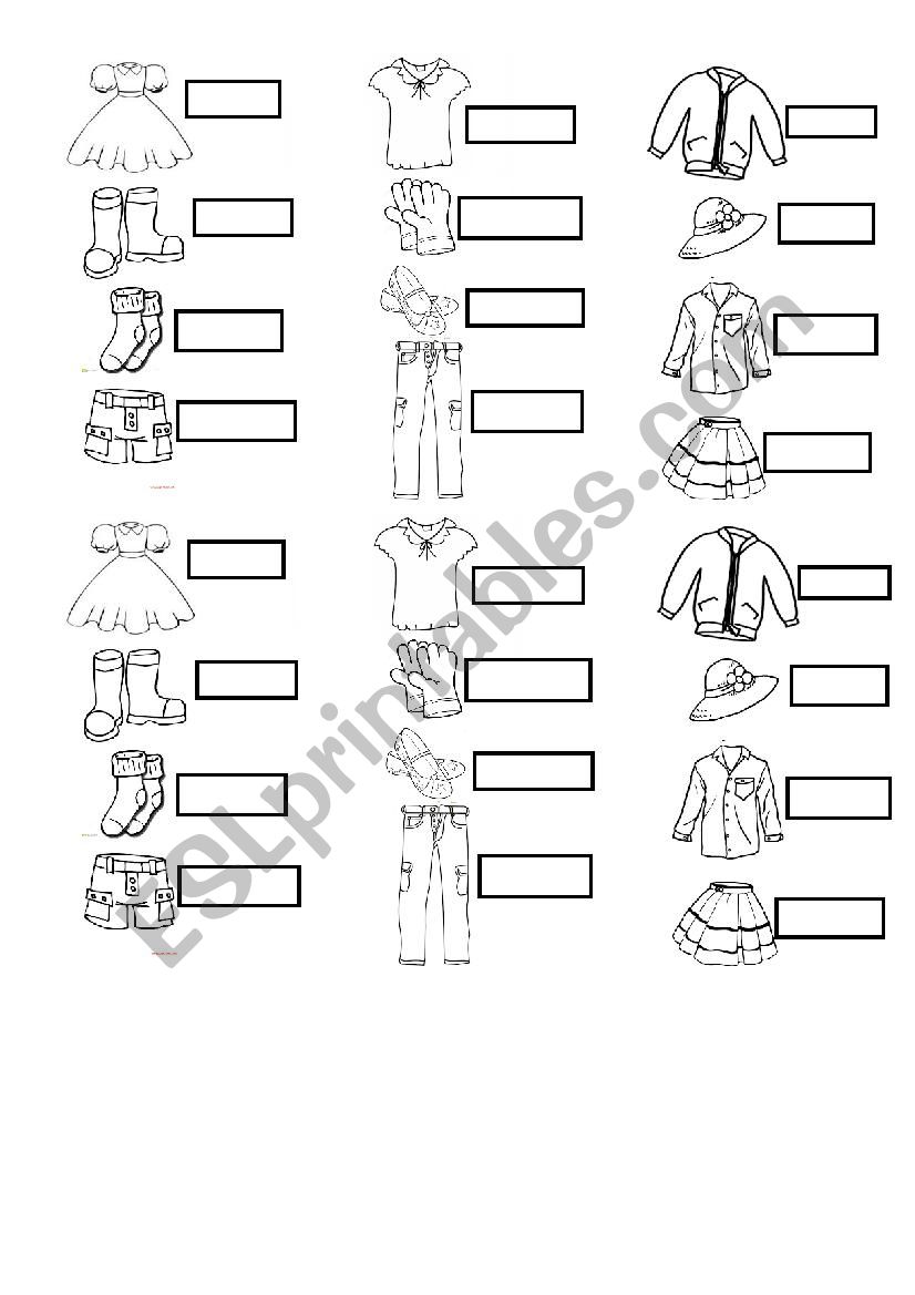 clothes worksheet