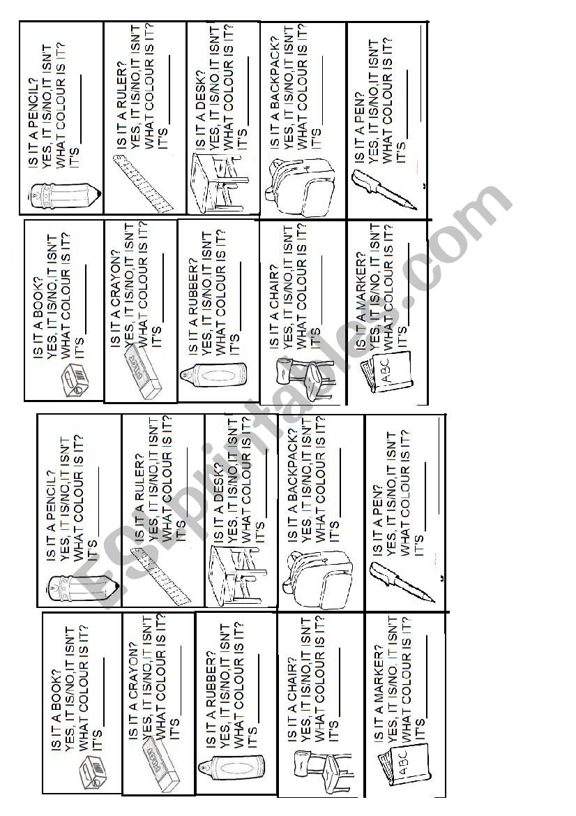 Yes-No questions classroom objects