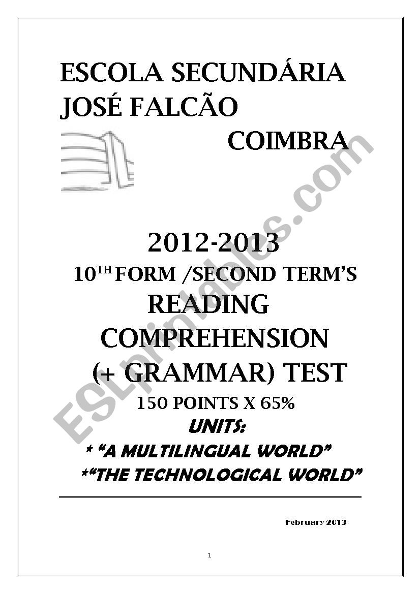 teste 10 ano worksheet