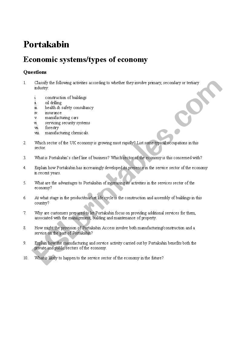 Portakabin worksheet