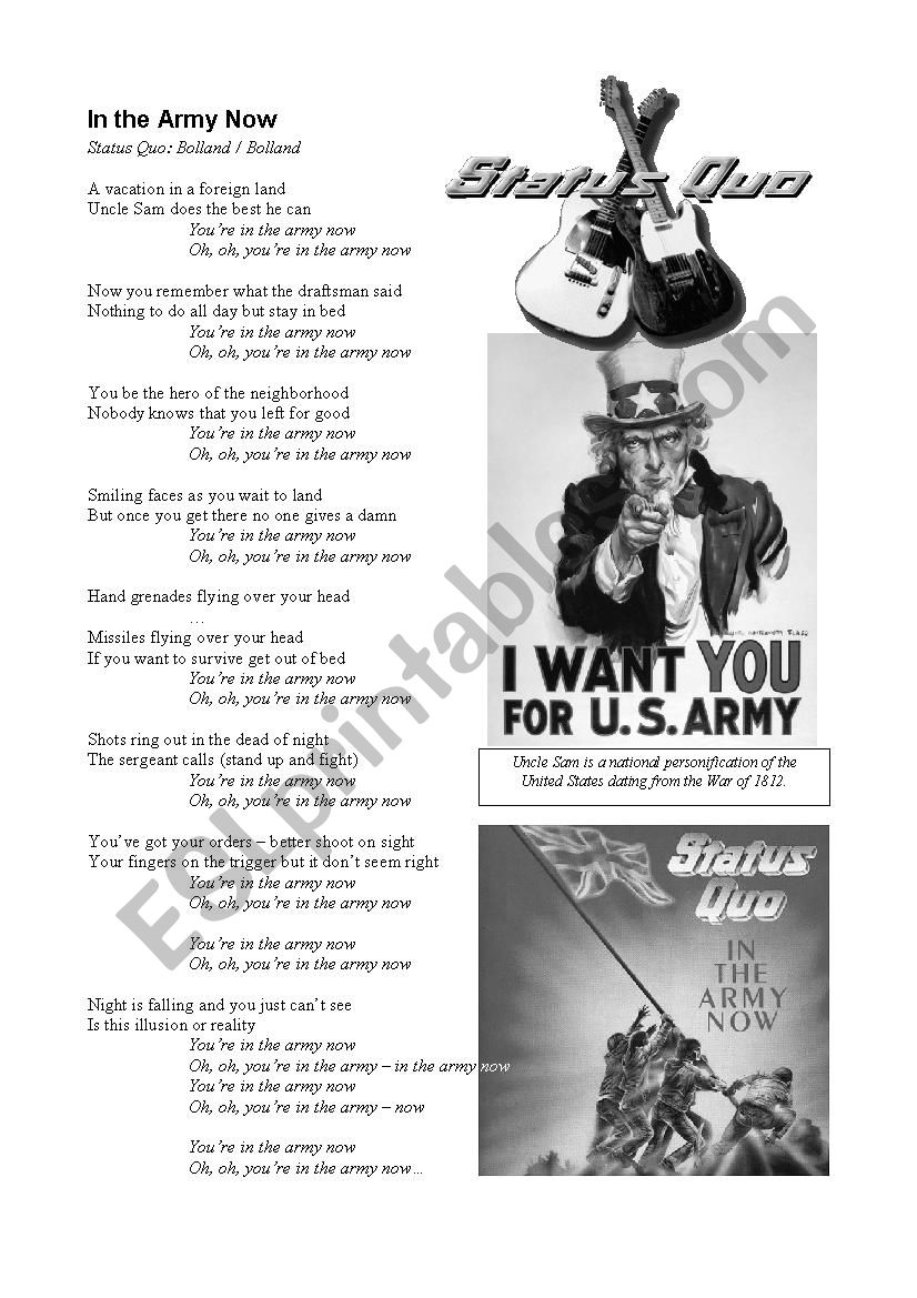 In the Army Now worksheet