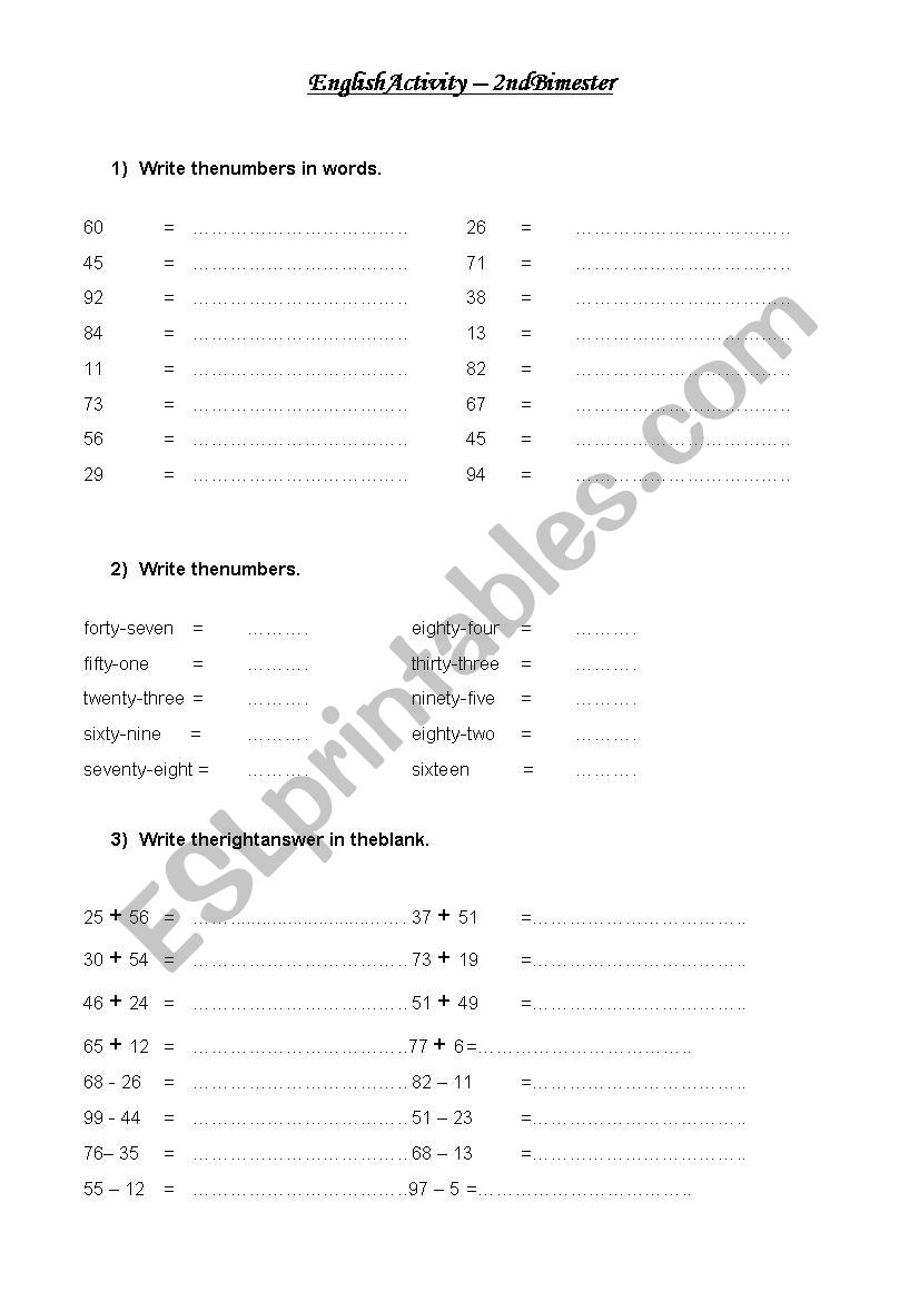 Numbers, Feelings & To be worksheet