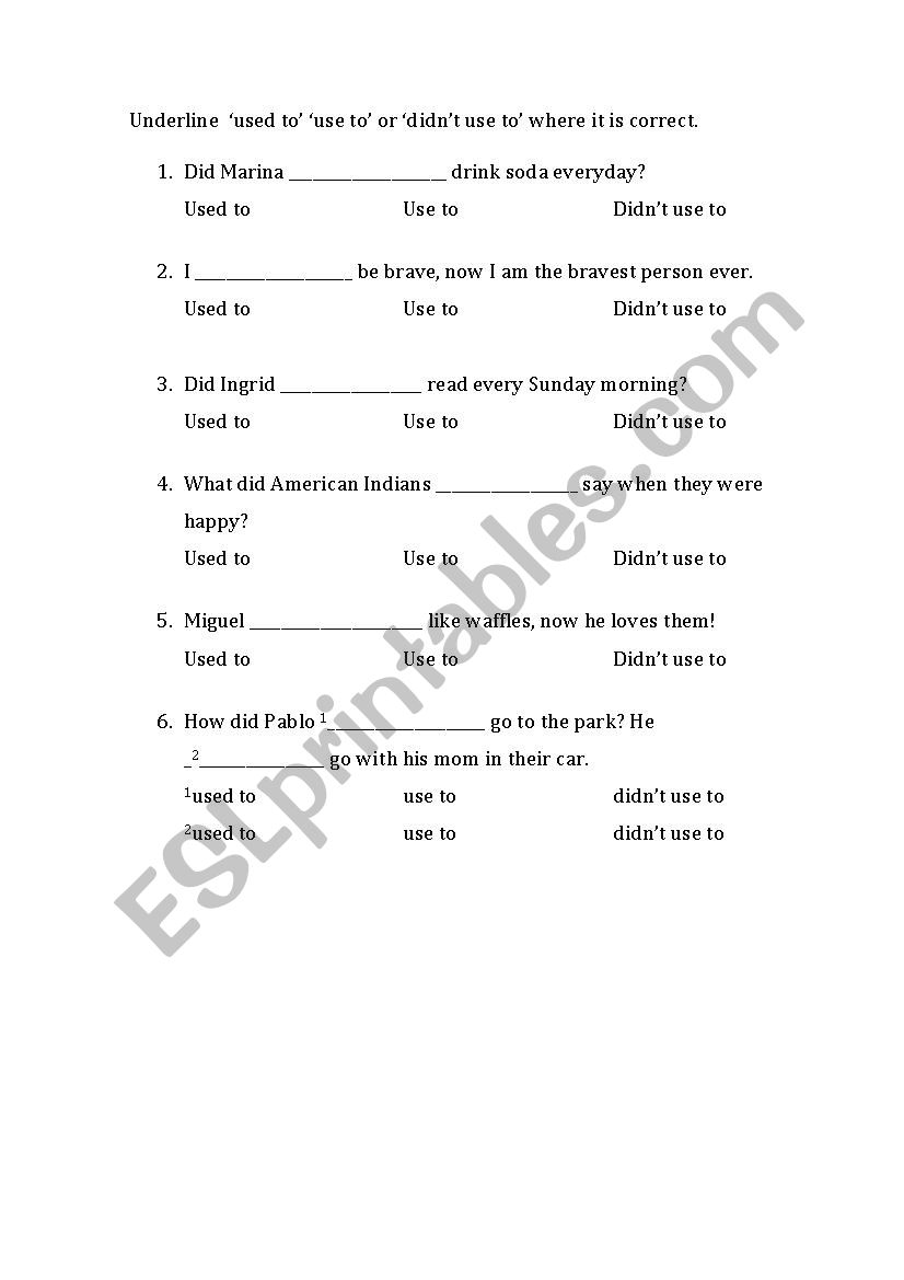 Used to review worksheet