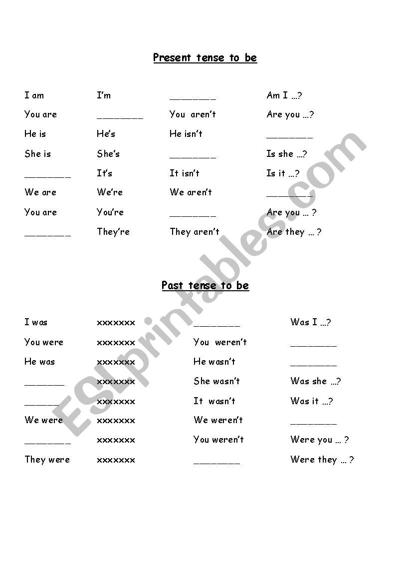 to be worksheet