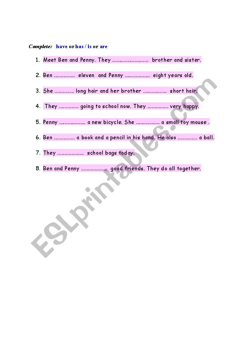 have,has worksheet
