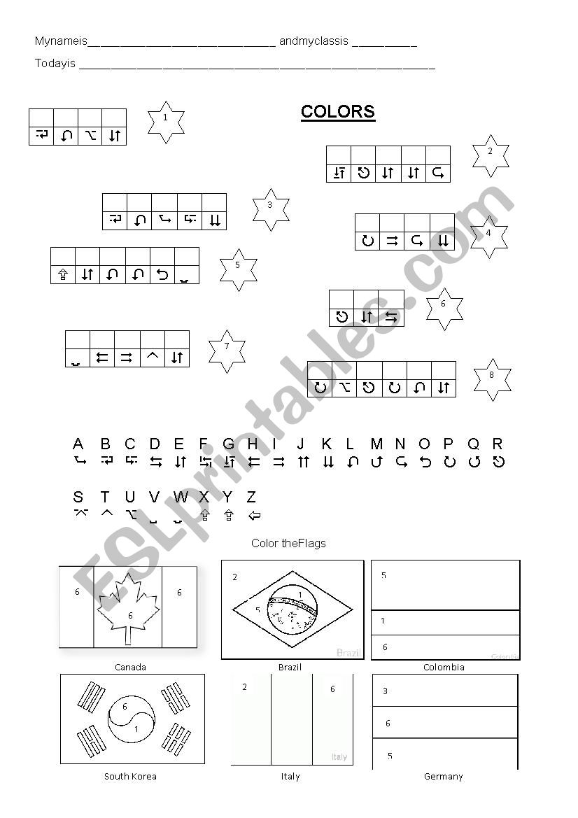 Colours worksheet