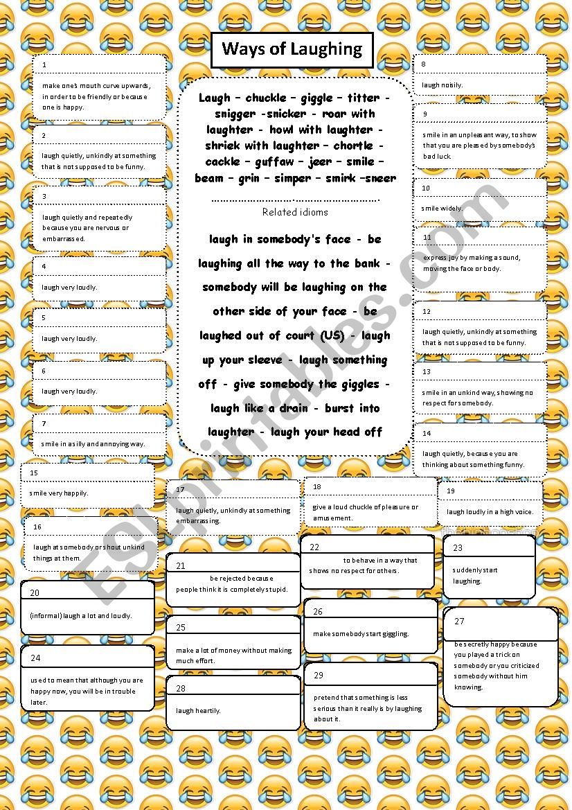 Ways of laughing worksheet