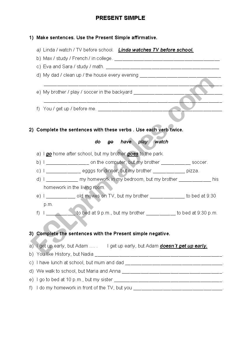 Present Simple  worksheet