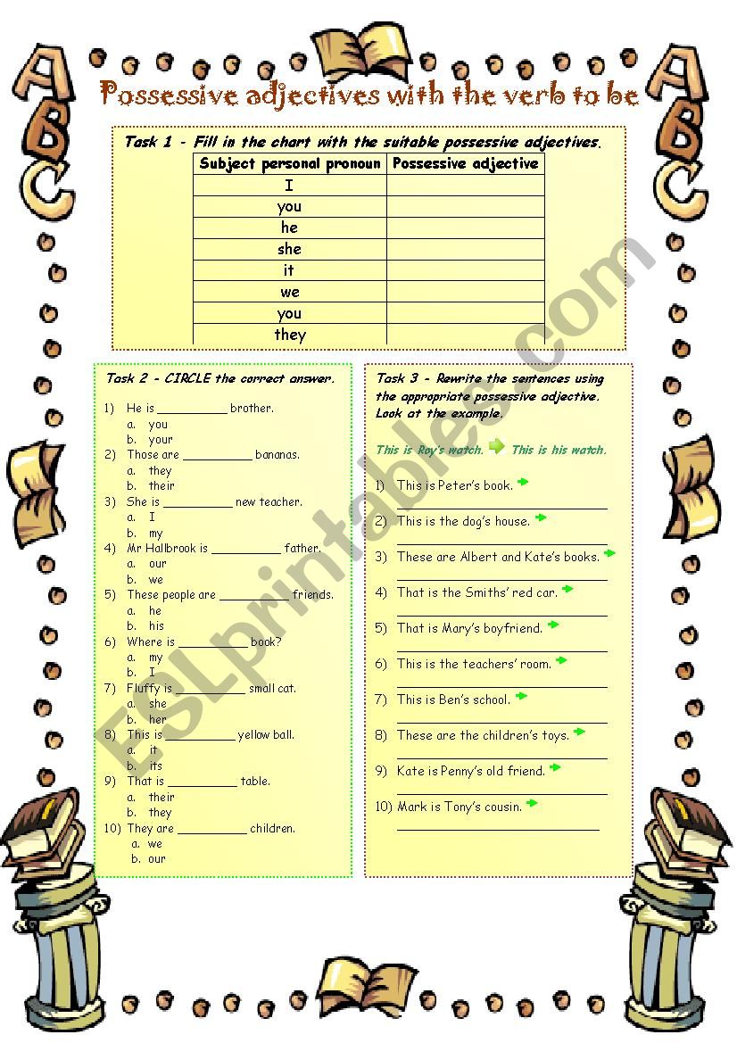 Possessive with videos worksheet