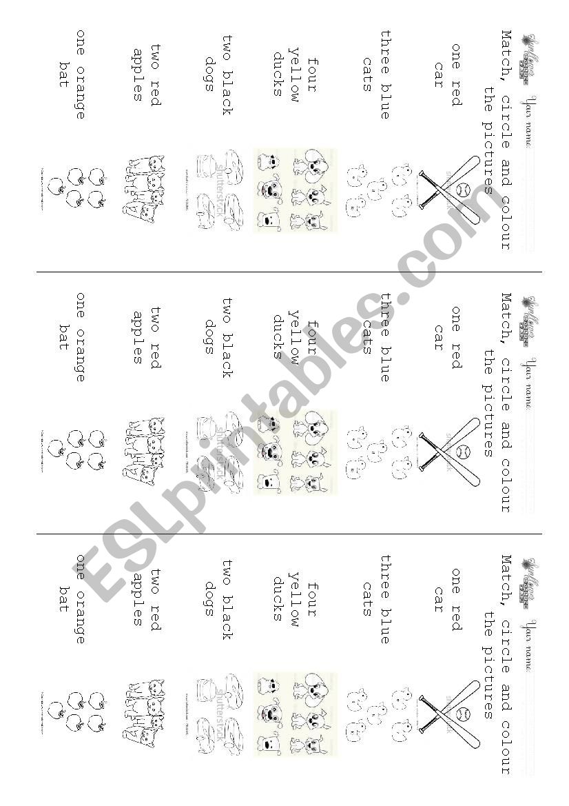 match and color  worksheet