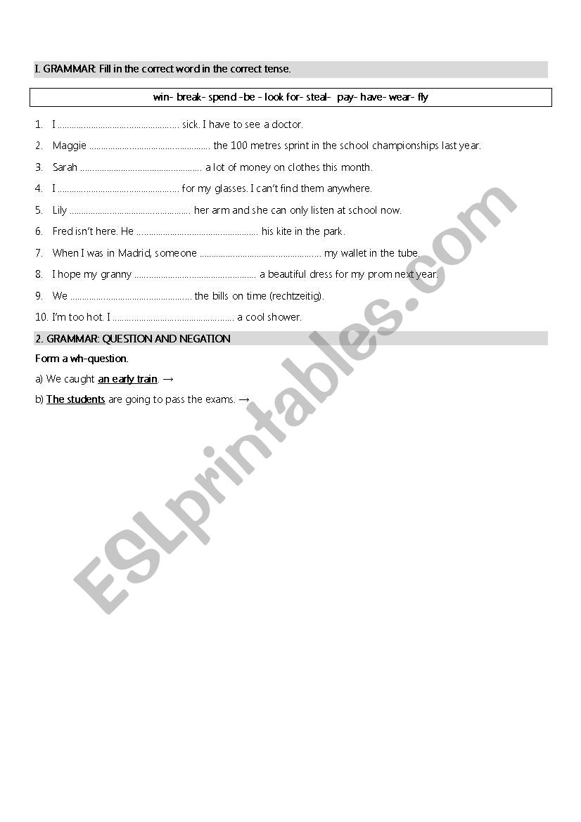 mixed tenses elementary  worksheet