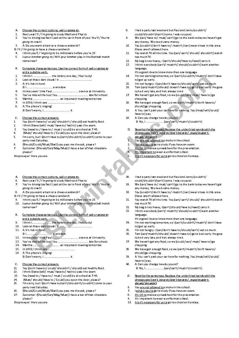 Practice Future and Modal Verbs