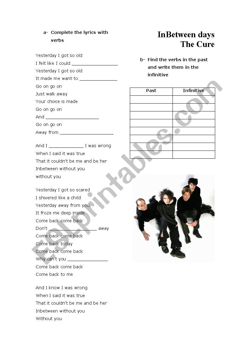 In Between Days - The Cure worksheet