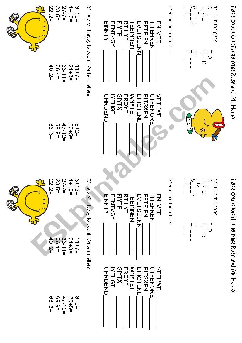 Lets count with Little miss busy and Mr happy