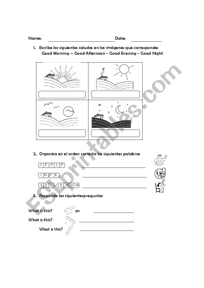 Greetings worksheet