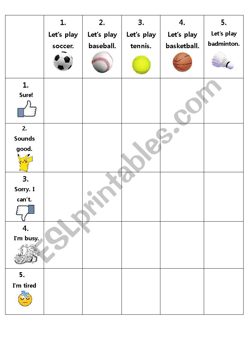 Partner bingo with Dice worksheet