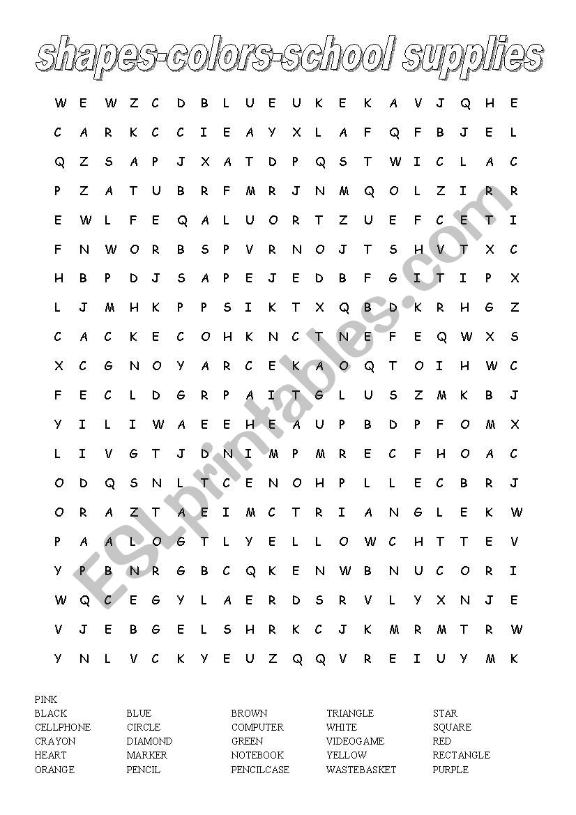 Shapes-colors-school supplies worksheet