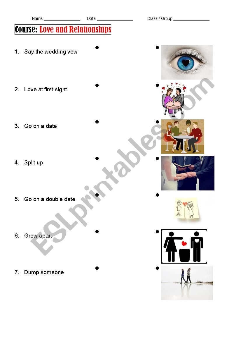Love and Relationship worksheet