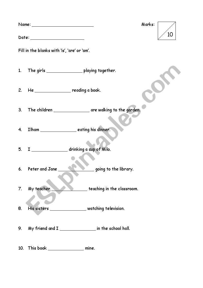 Verbs Is Are Am ESL Worksheet By Shinkhun