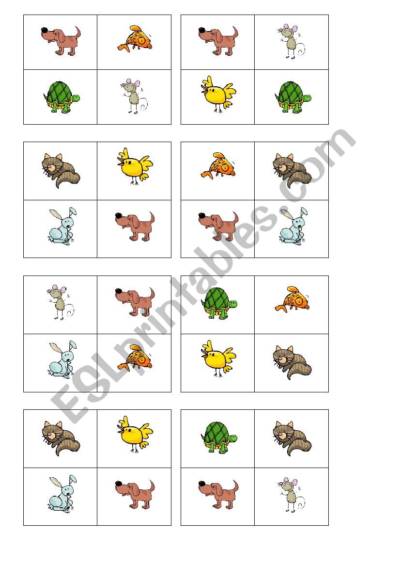 Bingo Pets worksheet