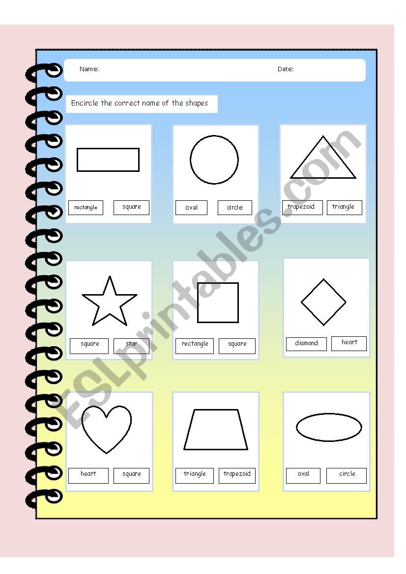 Quizzer on Basic Shapes (4 pages) (3 type of tests)