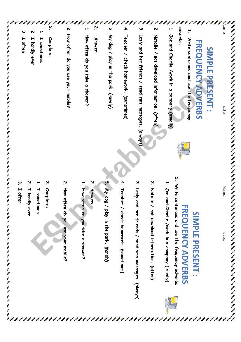 simple present: frequency adverbs