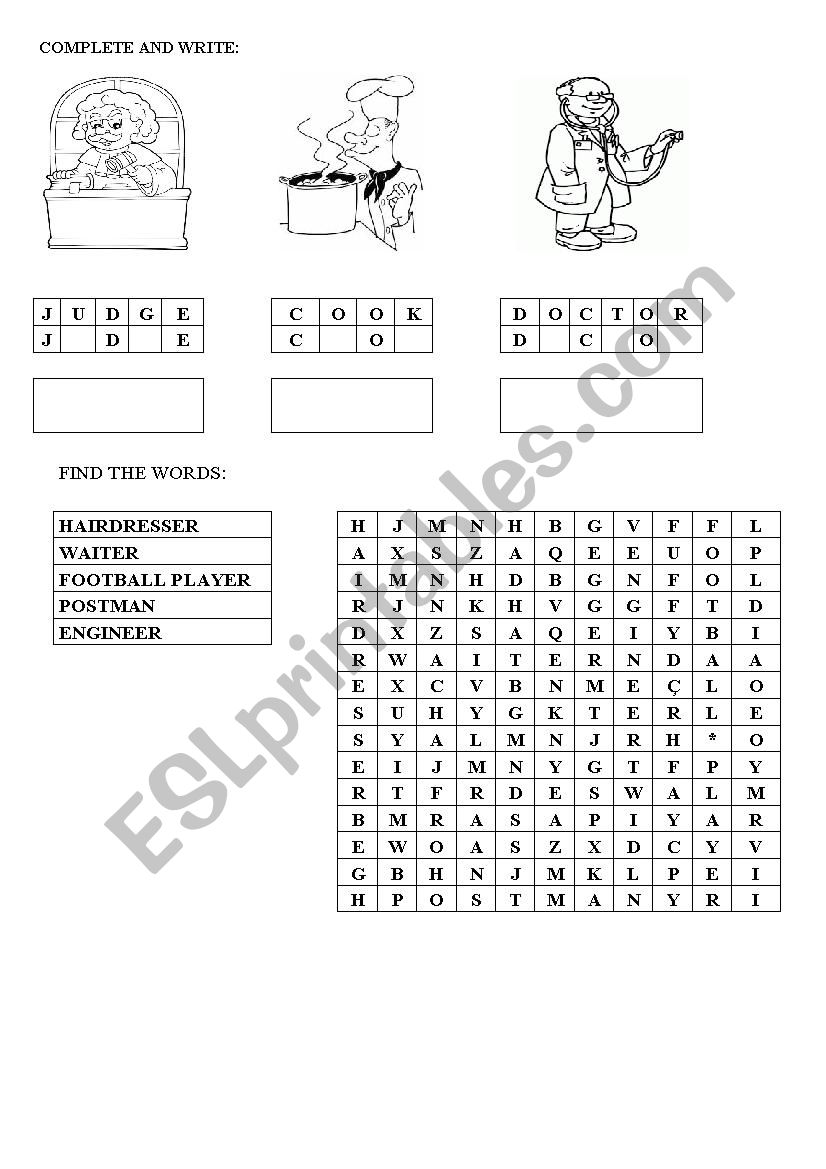 PROFESSIONS worksheet