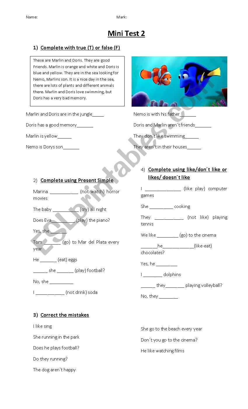 Practise worksheet