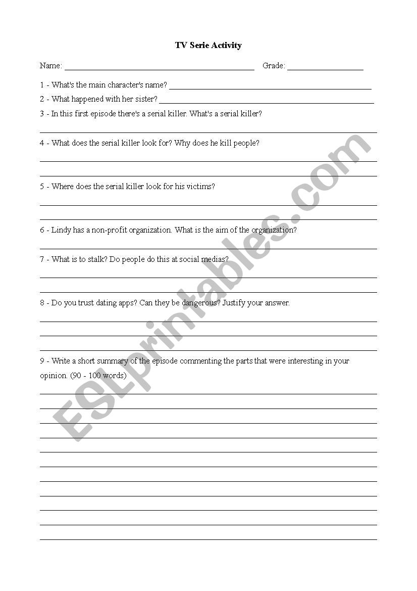 Eye Candy - TV Show worksheet