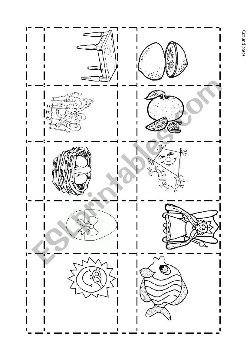 cut and past alphabet words worksheet