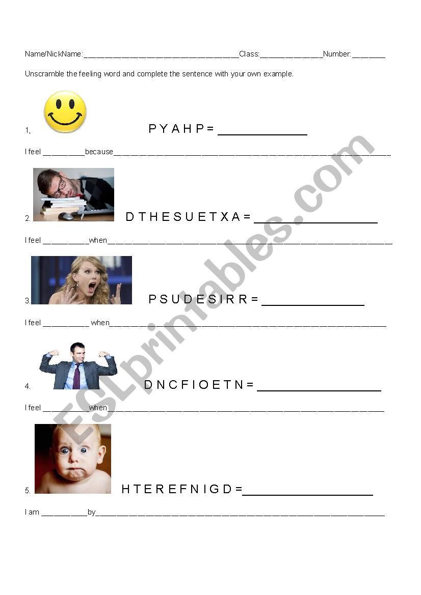 Emotions Practice worksheet