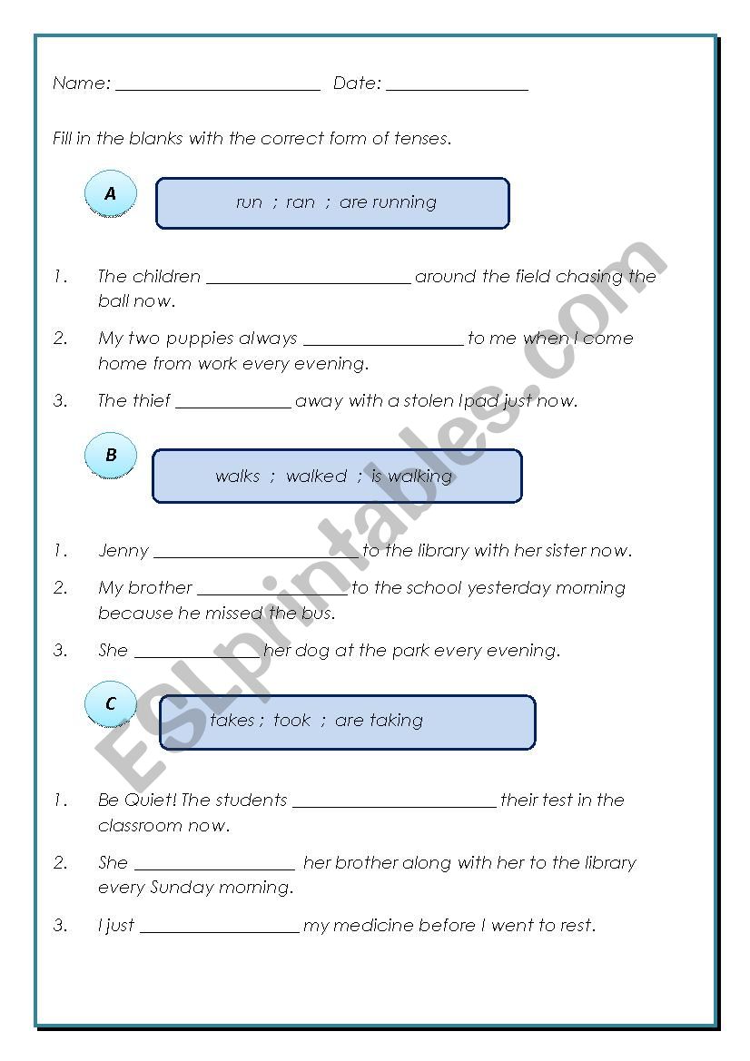 Fill In The Blanks With The Correct Answer ESL Worksheet By AshleyKee