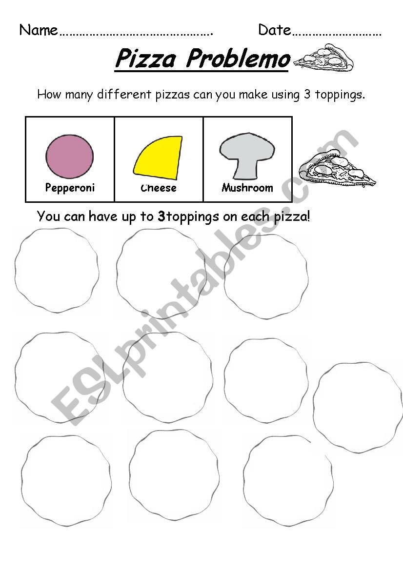 Pizza Problem Solving worksheet