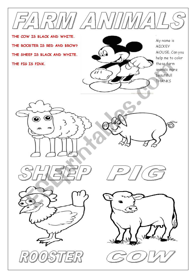 FARM ANIMALS - COLORING worksheet