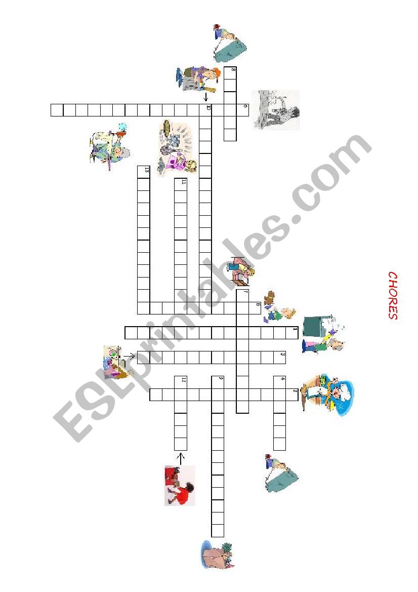 crosswords about chores worksheet