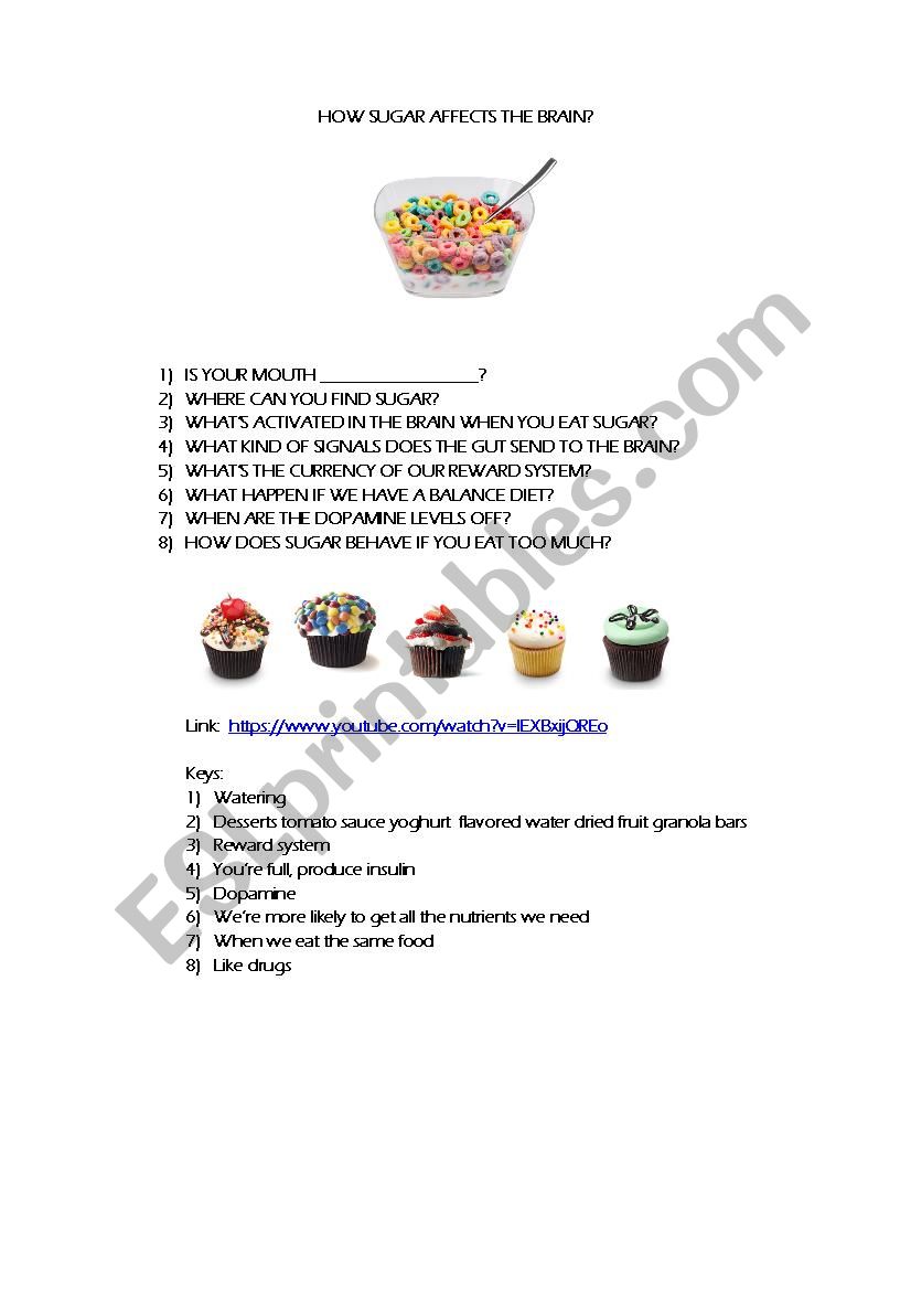 HOW SUGAR AFFECTS YOUR BRAIN? worksheet